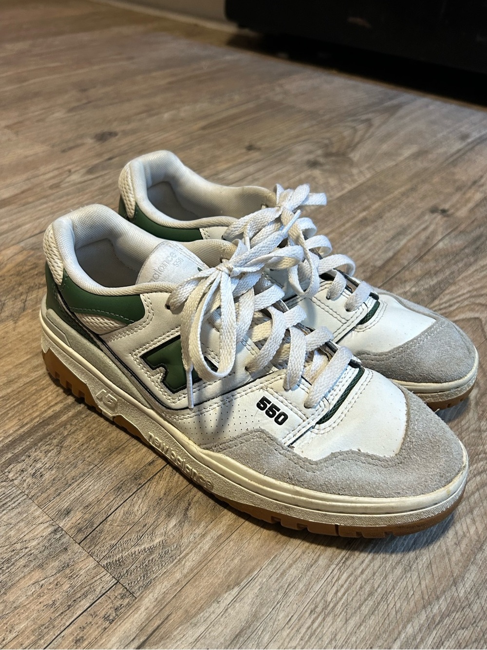 Green and White New Balance 550